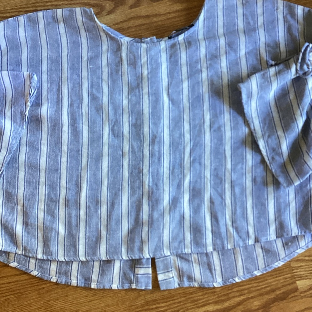 Chic Striped Blouse - Blue and White
